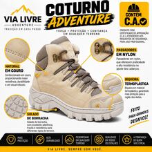 Coturno Bota Masculina Cano Médio Solado Borracha Antiderrapante Couro Legitimo Top Com C.A - Nude - Visão 2