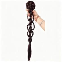 Women's Handmade Japanese Style Braided Hair Clip Twin Ponytail Wig, Natural Fluffy Lively Realistic Hair, New Chinese Style Long Braid - Black - View 15