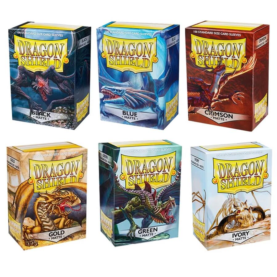 100pcs 66x91mm Dragon Shield Standard Matte Card Sleeves, Multicolor, Suitable For MTG/PKM TCG/PTCG Star Cards, Board Game Card Protection