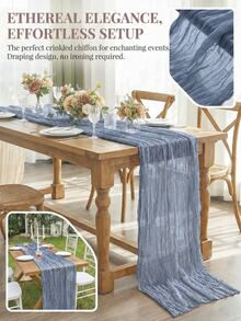 Cheesecloth Table Runner,1/6/10 Pieces Dusty Blue Cheesecloth Table Runner Boho Gauze Fabric Table Runner Rustic Sheer Runner For Wedding Birthday Baby Shower Party Boho Table Decoration - Dusty Blue - View 2