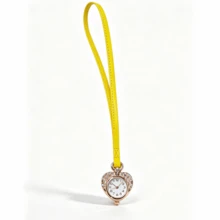 1 buah Tali Kulit Kuning Bentuk Hati Gantungan Tas Lucu yang Dapat Dipersonalisasi Jam Saku Quartz - Kuning - View 3