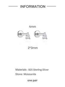 AnlaScheer 1pc S925 Sterling Silver Pear-Shaped Moissanite Flat Back Piercing Stud Earrings, Multiple Sizes, Silver Color Exquisite Jewelry For Women - Silver - View 16