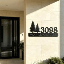 4 Sizes Available! Pine Metal House Number Address Sign,Personalized Address Plaque, Door Number, Hotel Room Numbers Sign - Black - View 7
