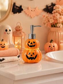 Halloween-Themed Resin Soap Dispenser, Ghost Pumpkin-Shaped Lotion Pump Bottle, Refillable Decorative Hand Soap Container, Suitable For Bathroom Vanity And Fall/Thanksgiving Holiday Table Decoration. - Multicolor - View 6