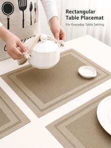 1pc Minimalist Rectangular PVC Placemat, Washable And Easy To Clean, Instant Wipe Clean, Non-Slip And Heat Resistant, Suitable For Dining Table Setup, Kitchen Dining And Holiday And Wedding Decoration - Multiple Styles and Colors - View 2