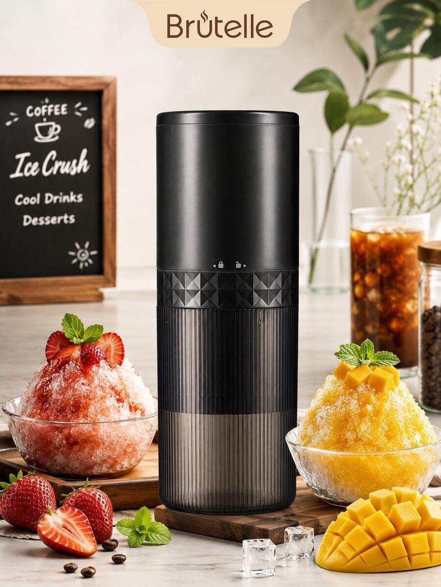 Brutelle 1pc USB Rechargeable Electric Ice Crusher, Suitable For Home, Office, Cafe, School And Other Places