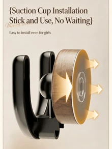 Vintage Wood Grain Base U-Shaped Suction Cup Slippers Rack, Rotatable & Removable Wall-Mounted Hook, Floating Drainage Storage For Slippers, Bathroom Corner Wall Storage Rack - Multicolor - View 3