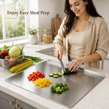 1-Piece Luxury Stainless Steel Silver Chopping Board, Durable And Mold-Resistant, Kitchen Gadget, Suitable For Home Chefs And Cooking Enthusiasts, For Cutting Meat, Cheese, Bread, Vegetables, And Fruits, Gift - Gold - View 10