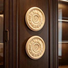 2pcs Solid Wood Carving Circular Decals, Home Decorations, Woodworking Supplies, Suitable For Cabinets, Doors And Windows, Furniture, Background Walls, Porches, Offices And Other Decorations, Holiday Decorations, DIY Decorations. - Multicolor - View 7