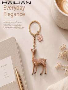 HAILIAN Mini Cute Deer Bag Charm, Available In Two Styles - Sika Deer And Moose - Suitable As Bag Charm For College Students And Elementary Students, Car Keychain, Birthday Gift, Halloween Costume Accessory - Khaki - View 6