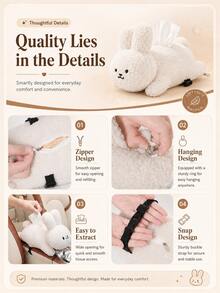 Car Tissue Holder, Cute Animal Headrest Hanging Tissue Box Cover, Cat Bear Rabbit Napkin Dispenser With Strap And Zipper, Backseat Tissue Organizer For Car Seat Headrest, Center Console Armrest, Car Interior Storage Accessories - A - View 4