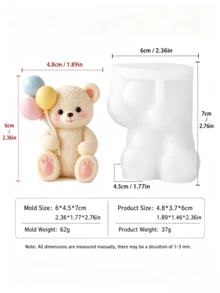 3D Plush Bear-Shaped Silicone Candle Mold, 2 Teddy Bear Molds With Balloon And Gift Box, DIY Aromatherapy Candle Plaster Diffusion Stone Epoxy Resin Birthday Home Decor Handmade Mold - Bear Candle Mold - View 12