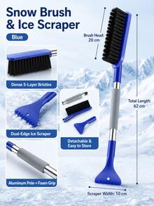 2-In-1 Car Snow Brush And Ice Scraper, Extendable Winter Windshield Cleaning Tool With Foam Handle, Portable Car SUV Truck Snow Brush, Winter Car Essential - A - View 16
