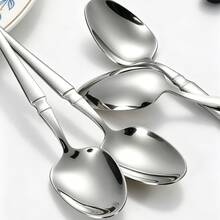 4/6/12pcs Stainless Steel Dessert Spoon Set, Dishwasher , Suitable For Home, Hotel, Restaurant, Wedding, Party, Afternoon Tea, Date, Holiday Gift - Silver - View 4