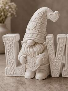 1pc Cute LOVE Letter Gnome Desktop Decor, Floral And Heart Design, Charming Romantic Home Ornament, Suitable For Bedroom, Living Room, Entryway, Bookshelf, Gift, Home Decor, Room Decor, Autumn Home Decor, Office Decor, Classroom Decor, Bedroom Decor - Multiple Styles - View 2
