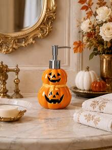 Halloween-Themed Resin Soap Dispenser, Ghost Pumpkin-Shaped Lotion Pump Bottle, Refillable Decorative Hand Soap Container, Suitable For Bathroom Vanity And Fall/Thanksgiving Holiday Table Decoration. - Multicolor - View 4