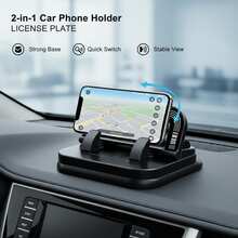 1pc 360 Degree Rotation Car Phone Holder, Temporary Parking Sign Holder Suitable For Dashboard Navigation Display, Two In One Multifunctional, Stable When Placed, Suitable For All Models, Made Of High-Quality ABS Material, Black Version, Hands-Free - A - View 12