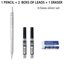 Low Center Mechanical Pencil Set, 0.5mm/0.7mm Options, Silver Or Black, Comfortable Grip For Students, School, Office, Drawing, Drafting & Daily Writing - Multiple Styles - View 14