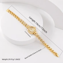 1pc Vintage Gold Oval Quartz Women's Wristwatch, Rhinestone Elegant Dial, Suitable For Daily Wear, Jewelry Gift - Style 1 - View 2