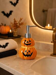 Halloween-Themed Resin Soap Dispenser, Ghost Pumpkin-Shaped Lotion Pump Bottle, Refillable Decorative Hand Soap Container, Suitable For Bathroom Vanity And Fall/Thanksgiving Holiday Table Decoration. - Multicolor - View 1