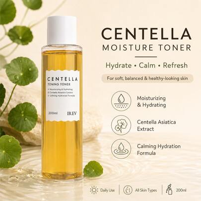 Toner Kondisioner Centella Asiatica 200ml, Air Wajah yang Menenangkan dengan Ekstrak Centella Asiatica, Hidrasi Mendalam, Menenangkan Kulit Sensitif dan Memperbaiki Warna Kulit Tidak Merata, Tekstur Cair yang Menyegarkan, Cocok untuk Perawatan Kulit Wajah Pagi dan Malam Hari, Cocok untuk Semua Jenis Kulit
