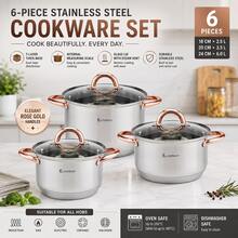 6-Piece Stainless Steel Cookware Set With Glass Lids, Rose Gold Handles, 7-Layer Thick Base, Induction Compatible Cooking Pots For Gas, Electric & Ceramic Hobs - View 10