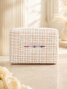 1pc Car Tissue Box Holder, Cute Bow Plaid Hanging Tissue Dispenser, Polyester Car Tissue Dispenser, Suitable For Seat Back, Sun Visor, Center Console, Universal Car Interior Accessory, Women's Style, Car Travel Essential - A - View 15