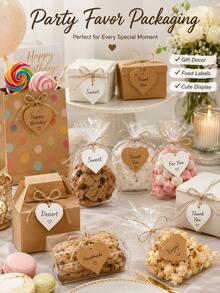 150pcs 2 Styles Heart Shaped Blank Gift Tags With String, Writable Food Packaging Labels For Bakery Boxes, Weddings, Parties And Handmade Gifts - Multicolor - View 5