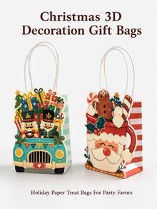 10 túi quà giấy mini Giáng Sinh, họa tiết ông già Noel và kẹp hạt dẻ dễ thương, túi đóng gói quà tặng cho tiệc lễ Giáng Sinh - Nhiều màu - Xem 2