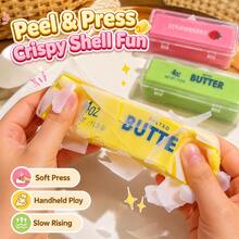 1pc Crispy Butter Stick Squishy - Disposable Crispy Shell - Reusable Butter Stick Inside - Moldable Stress Relief Toy, Soft Sticky Texture, Office Desk Stress Relief Gift - Soft Squeezable Toy, Large Soft Stress Relief Toy, Ultra Slow Rebound Any Shape. Stress Relief Toy, Gift For Him, Pressure Relief Toy, Birthday Gift, Party Favor, Holiday Gift, Valentine's Day/Easter/Halloween/Christmas/New Year Gift - Perfect Gift - Multicolor - View 3