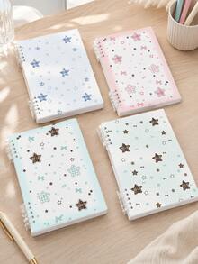 Starry Sky Diary Notebook - Detachable & Rollable Notebook - Designed For Fashionable & Aesthetic Girls - Suitable For Students' Daily Study And Classroom Office Use (Snap Buttons Need To Be Installed By Yourself) - A5 (Includes Back Cover) - View 1