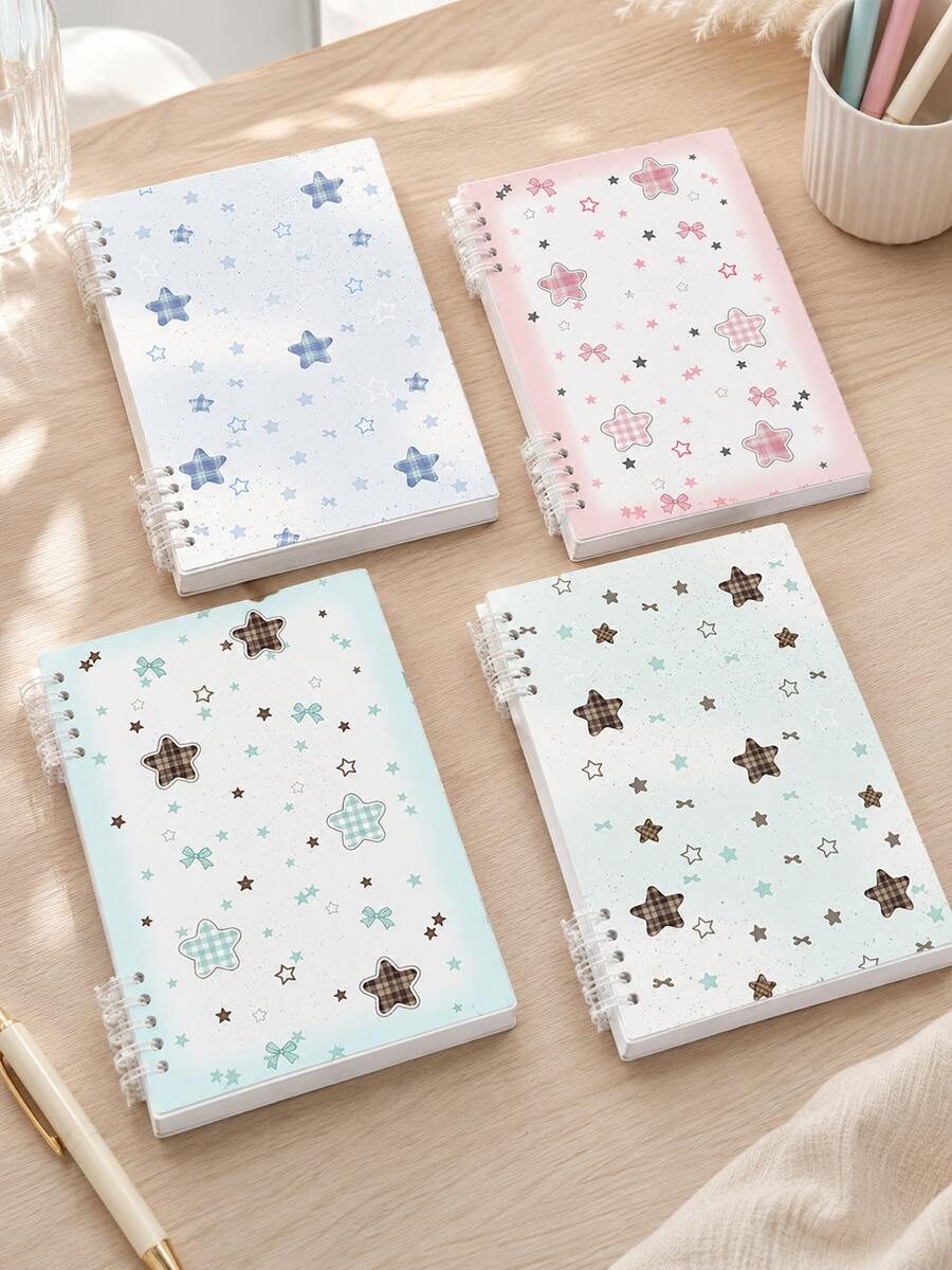Starry Sky Diary Notebook - Detachable & Rollable Notebook - Designed For Fashionable & Aesthetic Girls - Suitable For Students' Daily Study And Classroom Office Use (Snap Buttons Need To Be Installed By Yourself) - A5 (Includes Back Cover) - View 1