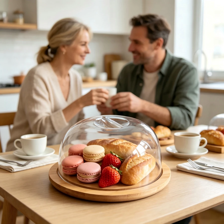 Round Pastry Plate, Suitable For Holding Cakes, Cookies And Bread. It Is Dust‑Proof And Insect‑Repellent With A Transparent And Attractive Design. Ideal For Parties And Afternoon Tea, It Offers A Simple And Elegant Display. - Multiple Specifications - View 1