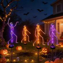 Solar Powered Outdoor Ground Lights, 27.5 Inch Halloween Glowing Skull, 20 Inch Cute Ghost & Pumpkin Set, Suitable For Yard, Lawn And Pathway - In-ground Light - View 9