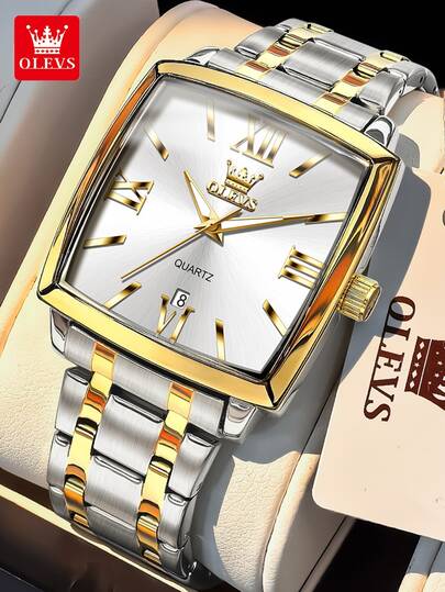 OLEVS 2969 Men Watch Business Original Brand Waterproof Luminous Quartz Watch Large Dial Automatic Date Square Watch