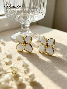 2 Pairs Vacation Beach Style Oil Drop Flower Stud Earrings, Suitable For Pool Party, Daily Wear, Gift For Women - Multicolor - View 11