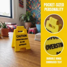 5/3/1pc Funny Mini Desktop Warning Sign Creative "Caution Do Not Approach" Text Small Stand Colorful Foldable Desktop Ornament Office Workstation Quirky Decoration Small Item Atmosphere Desktop Personalized Accessory - Signage - View 3