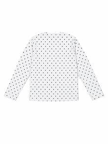 1pc Girls Big Kids White Base Black Polka Dot Cherry Print Long Sleeve T-Shirt, Retro American Sweet Style Loose Top For Spring And Autumn - White - View 6