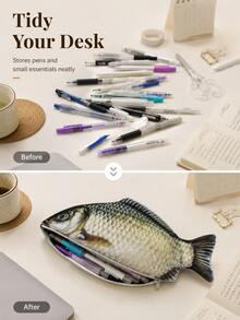 Realistic Salted Fish Shaped Storage Bag, Quirky Simulation Makeup Bag, Portable Travel Bag, Suitable For Lipstick, Cosmetics And Toiletries - Multicolor - View 2