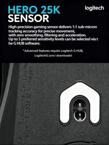 Logitech G502 X LIGHTSPEED Wireless Gaming Mouse, New Optical-Mechanical Hybrid Switches, HERO 25K Sensor, 140-Hour Battery Life, Gaming Mouse - View 8