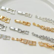 4PCS Copper Simple Fashion Hip-Hop Style Full Zirconia Extension Tail Buckle Folding Buckle Handmade DIY Bracelet Necklace Jewelry Accessories - Multicolor - View 1