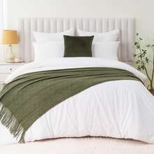 1 buah Selimut Rajut Minimalis Warna Polos, Ramah Kulit, Bernapas, Cocok untuk Musim Gugur/Musim Dingin, Sofa, Tempat Tidur, dan Serbaguna - Dark Green - View 6