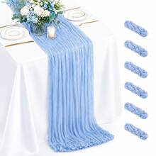 10 Pack Light Blue Cheesecloth Table Runner,Gauze Table Runner, Boho Cheese Cloth Table Runners, Rustic Sheer Table Decor For Wedding, Party, Bridal Shower, Baby Shower, Birthday And Farmhouse Home Decor - Baby Blue - View 20