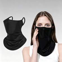1pc Earring Design Cool Mesh Sun Protection Scarf, UV Protection Breathable Face Mask, Lightweight Sun Protection Face Mask, Suitable For Cycling, Driving And Outdoor Activities - Black - View 3