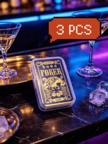 1pc Gold Foil Mini Playing Cards Boxed, Waterproof Pocket Playing Cards, Creative Christmas Stocking Filler, Bachelorette Party Favor Bag Filler, Wedding Guest Favor, Fun Travel Tabletop Game Gift - Gold - View 11