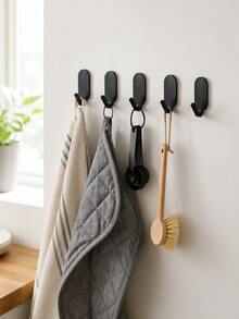 1pc/5pcs Heavy Duty Strong Adhesive Hooks, No Drilling Wall Hooks, Suitable For Kitchen, Bathroom, Bedroom, Door Storage, Non-Damaging, Damage Free, Strong Adhesion, Home Storage Hooks - View 2