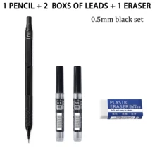 Low Center Mechanical Pencil Set, 0.5mm/0.7mm Options, Silver Or Black, Comfortable Grip For Students, School, Office, Drawing, Drafting & Daily Writing - Multiple Styles - View 4