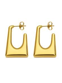 6 Pairs Gold Stainless Steel Earrings Set For Women, Heart Bee Geometric Hoop Statement Earrings, Vintage Boho Jewelry For Daily Wear Party Gift - Gold - View 12