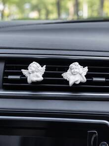 1pc Cute White Angel Car Air Vent Clip, Cute Angel Wings Car Interior Accessory, Exquisite Car Decoration Gift, Perfect For Women And Girls - A - View 3