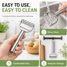 1件 3合1不鏽鋼水果蔬菜削皮器兼刨絲器,手動多功能食物處理工具,可削皮與刨絲馬鈴薯及各種水果蔬菜,輕巧易操作,適合居家廚房日常備餐、感恩節、聖誕節、節日烹飪、燒烤與戶外烹飪 - 彩色 - 查看 10